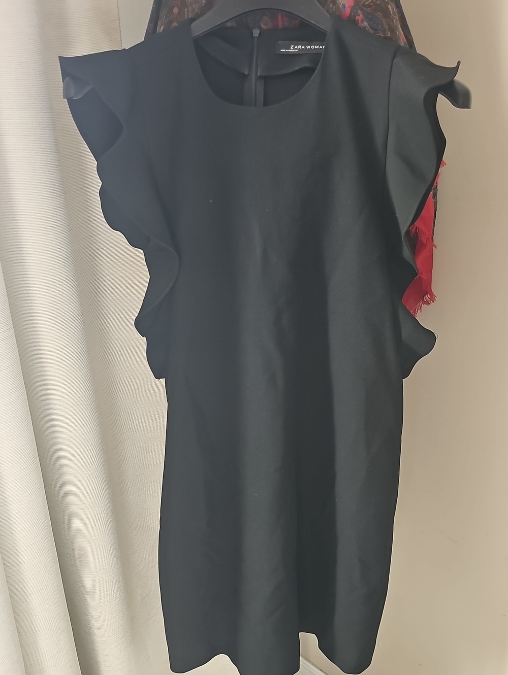 Zara Black Ruffle-Trim Shift Tunic